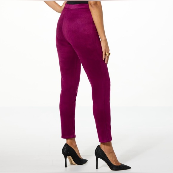 Forever 21 Purple Skinny Pants Velvet High-Waisted - Picture 1 of 7